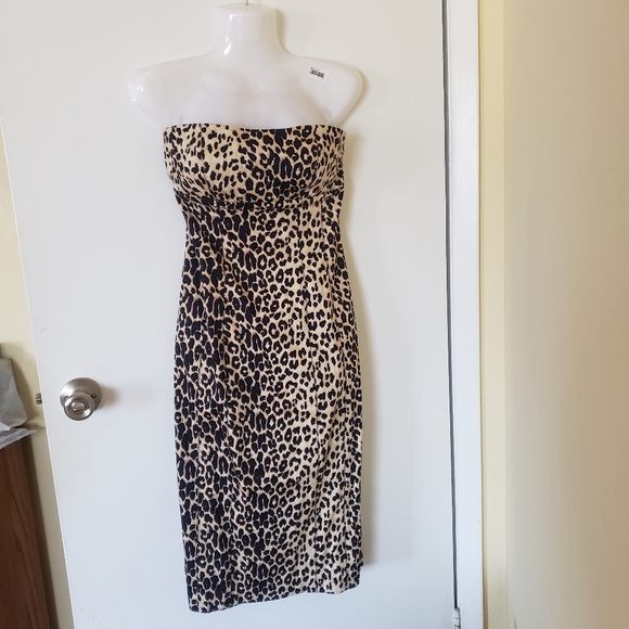 Bebe Cheetah Print Strapless Dress - Picture 5 of 8
